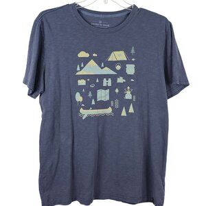 Mens XL Navy Blue Camping Hunting Outdoors Dad Casual Comfy Cotton Graphic Tee